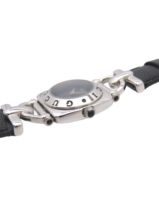 Gucci Quartz Watch Stainless Steel Embossed Leather Black Dial main image 7